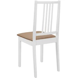 vidaXL Esszimmerstühle mit Polstern 2 Stk. Weiß Massivholz