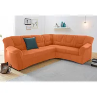 DOMO collection Ecksofa »Sarafina zeitlos und komfortabel, optional mit Federkern, L-Form«, wahlweise mit Bettfunktion orange