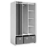 Pol-Power Kleiderschrank Jenke 100 x 180 x 50 cm Weiß/Grau
