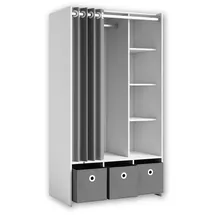 Pol-Power Kleiderschrank Jenke 100 x 180 x 50 cm Weiß/Grau