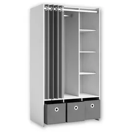Pol-Power Kleiderschrank Jenke 100 x 180 x 50 cm Weiß/Grau