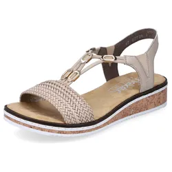 Sandale, Sommerschuh, Sandalette, Keilabsatz, in geflochtenem Look, Gr. 37, hellbeige, , 41046435-37