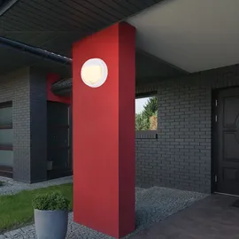 Briloner - LED Wandlampe Akku mit Bewegungsmelder, Dämmerungssensor, 20 sek. Timer, Aussenlampe, Wandleuchte aussen, LED Strahler außen, Außenleuchte, Außenwandleuchten, 17x7 cm, Weiß