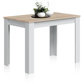 venditadimobilionline - Fester Tisch Lowell, Esszimmertisch, Moderner Konsolentisch für Wohnzimmer oder Küche, cm 109x67x78, Weiß und Eiche,