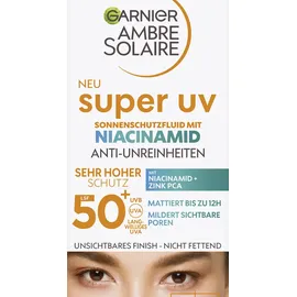 Garnier Ambre Solaire Super UV Sonnenschutzfluid Anti-Unreinheiten mit Niacinamid LSF 50+ 40 ml