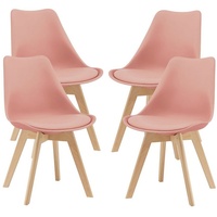 en.casa Esszimmerstuhl (4 St), »Fläten« 4er Set Küchenstühle aus Kunstleder gepolstert Rosé rosa
