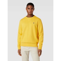 Sweatshirt mit Logo-Stitching und Regular Fit, Gelb, XXL
