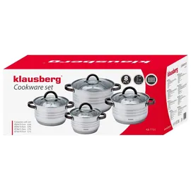 Klausberg Topf-Set 8-tlg. 2 x Stahltopf + 2 x Fleischtopf + 2 x Kochtopf + 2 x Dämpfeinsatz