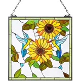 Vevor Buntglasfensterpaneel (502 x 520 mm) hängendes Buntglas mit Kette, Buntglas im Tiffany-Stil zum Aufhängen, traditionelles rechteckiges Vintage-Kunsthandwerk Fensterdekor für Küche & Kirchen
