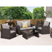 MeXo Polyrattan Lounge-Set 4-tlg. grau/hellgrau