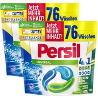 Persil Universal 4in1 DISCS, 152 (2 x 76 Waschladungen), Vollwaschmittel mit Tiefenrein-Plus Technologie bekämpft hartnäckige Flecken, 92% biologisch abbaubare Inhaltsstoffe*