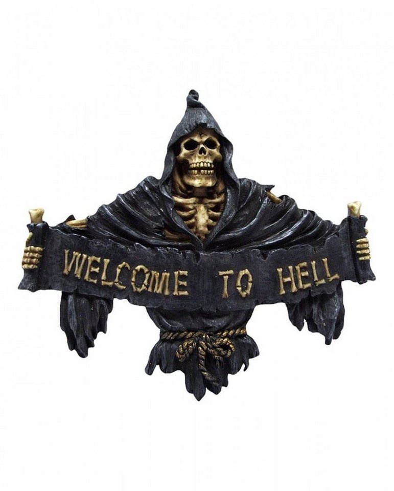Horror-Shop Dekofigur Welcome to Hell Reaper Türschild beige|grau|schwarz