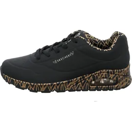 SKECHERS UNO Loving Love, Damen-Turnschuhe, Black Durabuck Rose Gold Trim, 40 EU
