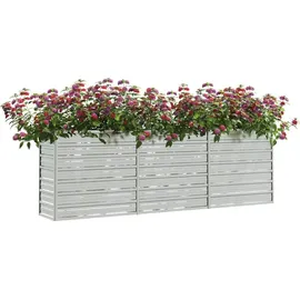vidaXL Garten-Hochbeet verzinkter Stahl rechteckig 240 x 40 x 77 cm Silber