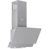 Wiggo Dunstabzugshaube 50cm kopffrei I Abluft Umluft Dunstabzug 300m3/h - LED Touch-Display 3 Stufen I Schräghaube inkl. Fettfilter & 2x Kohlefilter I Abzugshaube mit 2 teiliger Glasfront grau