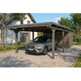 SKANHOLZ Emsland Flachdach Carport 4,02 x 8,46 m schiefergrau inkl. Abstellraum