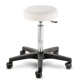 Prova Nova GmbH Rollhocker Comfort 4400, Sitzhöhe ca. 54-73 cm, Rundsitz Ø 33 cm, Rollen/Bodengleiter:weiche Radbandage, Polsterdekor:Dekor Offwhite