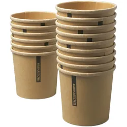 #IAMPLASTICFREE 50 Stück Nachhaltige Suppenbecher Kraftpapier braun 400ml - Pappbecher, Einwegbecher, biologisch abbaubar, hitzeresistent