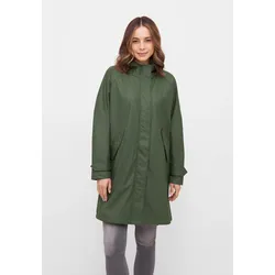 Regenmantel DERBE "Traveby_plain", Damen, Gr. 42, grün (olive), Obermaterial: 100% Polyester; Futter: 100% Polyester, Langarm, Mäntel, wasserabweisend, winddicht, Kapuze