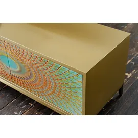 KAWOLA LAGO Lowboard 200/42 cm Grün/Gold Edelstahl