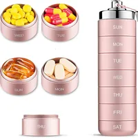 Tablettenbox 7 Tage Wasserdicht Tragbare Aluminum Pillendose Tabletten Wochenbox Pillendose 7 Fächer Tabletten Organizer Für Medikamente Aufzubewahren 7 Tage Medikamentenbox Reisen Pillenbox (rosa)