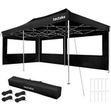 Tectake Faltpavillon 6 x 3 m inkl. 3 Seitenteile Schwarz
