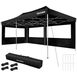 Tectake Faltpavillon 6 x 3 m inkl. 3 Seitenteile Schwarz
