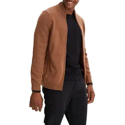 Herren Strick-Jacke mit Stehkragen und Reißverschluss Cardigan Freizeit-Pullover Große Größen 913967 Braun - 68/70