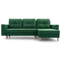 MOEBLO Ecksofa CARL – Ottomane Links und rechts montierbar, Couch für Wohnzimmer, Schlafsofa Sofagarnitur Sofa Eckcouch L-Form Wohnlandschaft, m... - dunkelgrün/Grün