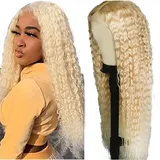 4x4 Lace Wig Human Hair Blonde Perücke Blond Long Wavy Lace Front Wigs Echthaar Perücke Pre Plucked Wig With Baby Hair Brazilian Remy Hair 100% Virgin Real Hair Wig For Women 18 Zoll