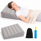 ChaneeHann Aufblasbares Keilkissen, Grau, mit Pumpe und Tasche