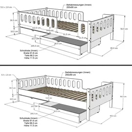 Cadani Jugendbett 90 x 200 cm Kiefer massiv