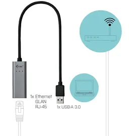 iTEC i-tec USB 3.0 Netzwerk Adapter 0,28m Typ-A zu Gigabit Ethernet St./Bu. grau