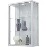 K-Möbel VR-Wohnwelten Hängevitrine (82x56x25,2cm) in Silber/Alu mit 2 Glasböden & LED - Modellauto Vitrine Silber/Alu - Vitrinenschrank - Sammlervitrine - Glasvitrine klein Regal Glas Mini Vitrine