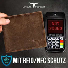 Urban Forest Geldbeutel Männer klein Echtleder I Geldbörse Herren mit RFID Schutz I Portemonnaie Herren Leder Geldtasche Braun