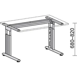 Geramöbel Schreibtisch C Fuß Flex S-617102 lichtgrau/silber