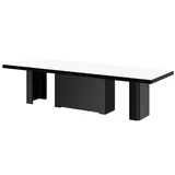 designimpex Esstisch Design Tisch HEK-111 Weiß Hochglanz XXL ausziehbar 180 bis 468 cm schwarz|weiß