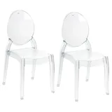 BELIANI Esszimmerstuhl 2er Set Transparent Kunststoff Einfarbig Stapelbar mit Ovaler Rückenlehne ohne Armlehnen Modernes Stuhlset Plastikstuhl - Transparent