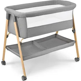Moby-System Babybett freistehend & faltbar mit Matratze und Rollen – Moby-System Mili grau, 0–6 Monate,