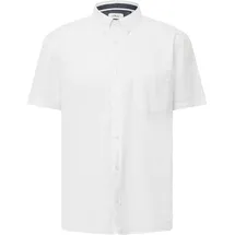 s.Oliver Regular Fit: Kurzarmhemd mit Struktur-Streifen und Button-Down-Kragen - weiß - S