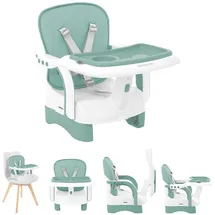 KIKKABOO Kinderstuhl, Boostersitz Chewy, Doppeltablett, Sicherheitsgurt, faltbar grün