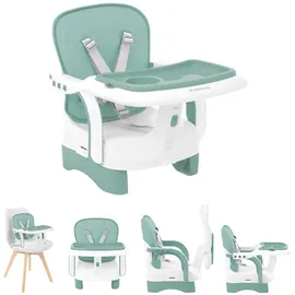 KIKKABOO Kinderstuhl, Boostersitz Chewy, Doppeltablett, Sicherheitsgurt, faltbar grün
