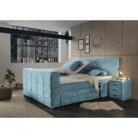 ed-lifestyle polstermöbel Boxspringbett Denver Blau, ca. 180x200 cm, mit Topper
