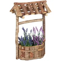 Relaxdays Holzbrunnen Garten, dekorativer Zierbrunnen aus Holz, Gartenbrunnen mit Rinde, HxBxT: 43 x 25 x 18 cm, Gartenzubehör, Gartendeko