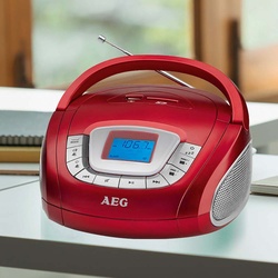 Stereo Radio mit USB und SD Slot Stereoanlage Radiorecorder rot Musikanlage MP3 Wecker Uhr Kompaktanlage mit Tragegriff