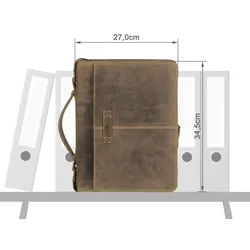 Greenburry Konferenzmappe Leder A4 Orgamappe Schreibmappe Tagungsmappe Handwerkermappe mit Ringmechanik braun Vintage antik 1788-25