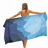 Treer Mikrofaser Handtuch, 3D Geometrisch Strandtuch, Schnelltrocknendes Handtuch, Reisehandtuch Leicht, Microfaser Badetuch Groß, Microfaser Handtücher (80x180cm,Blauer Farbverlauf)