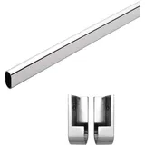 Kleiderstange für Kleiderschrank- oder Wandmontage - Vielseitig einsetzbares, ovales Metall Schrankrohr in verschiedenen Größen (90 cm inkl. Halter)