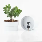 Relaxdays Blumentopf Safe, Geheimversteck für Geld, Schlüssel & Wertsachen, HxD: 13x12,5 cm, Geheimfach zuhause, weiß