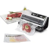 Foodsaver Vakuumiergerät für Lebensmittel | Vollautomatischer Vakuumierer mit Rollenaufbewahrung & Schneidevorrichtung | Enthält sortierte Vakuumbeutel [FFS006X], Silber